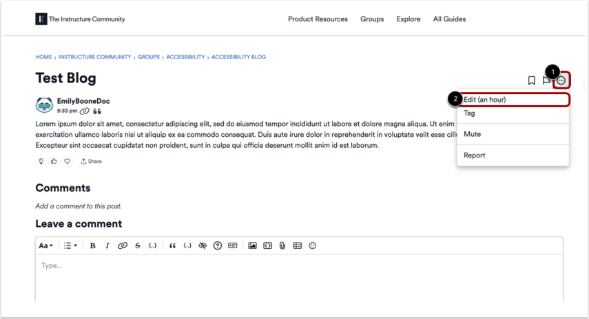 Blog Structure Edit How do I edit my blog post in the Instructure Community? - Instructure ...
