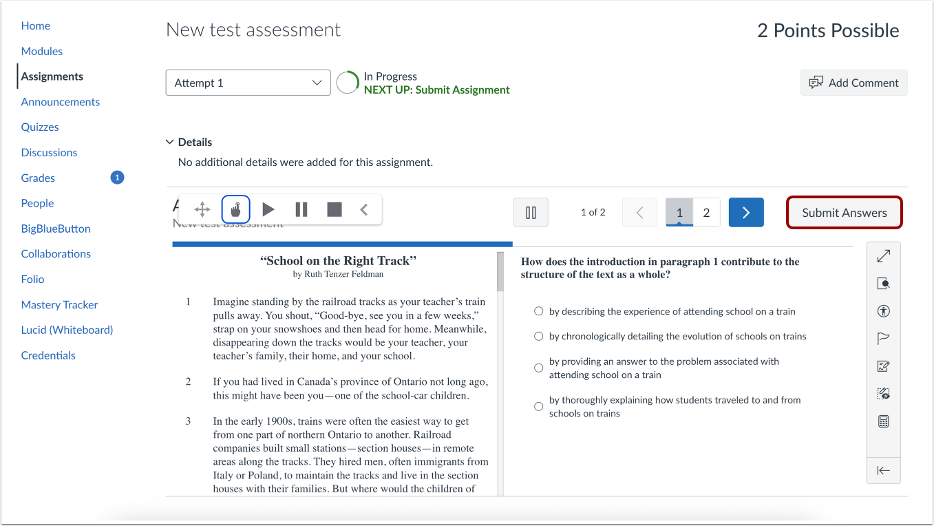 Take and Submit Assignment