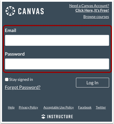 Log in to Canvas