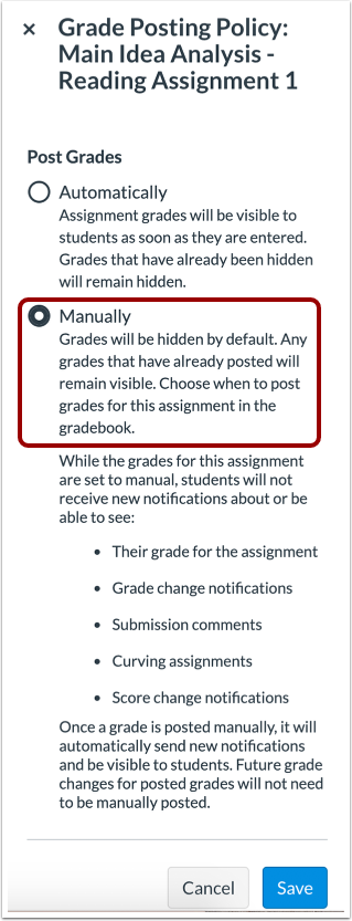 Post Grades Manually