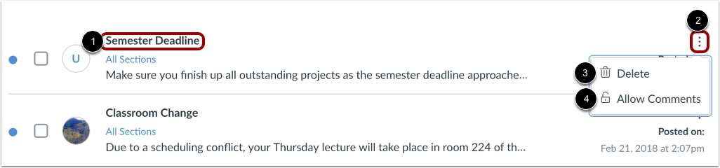 Manage Individual Announcements
