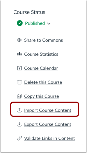 Import Content into Course