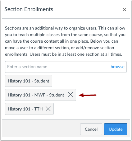 Remove Section Enrollment