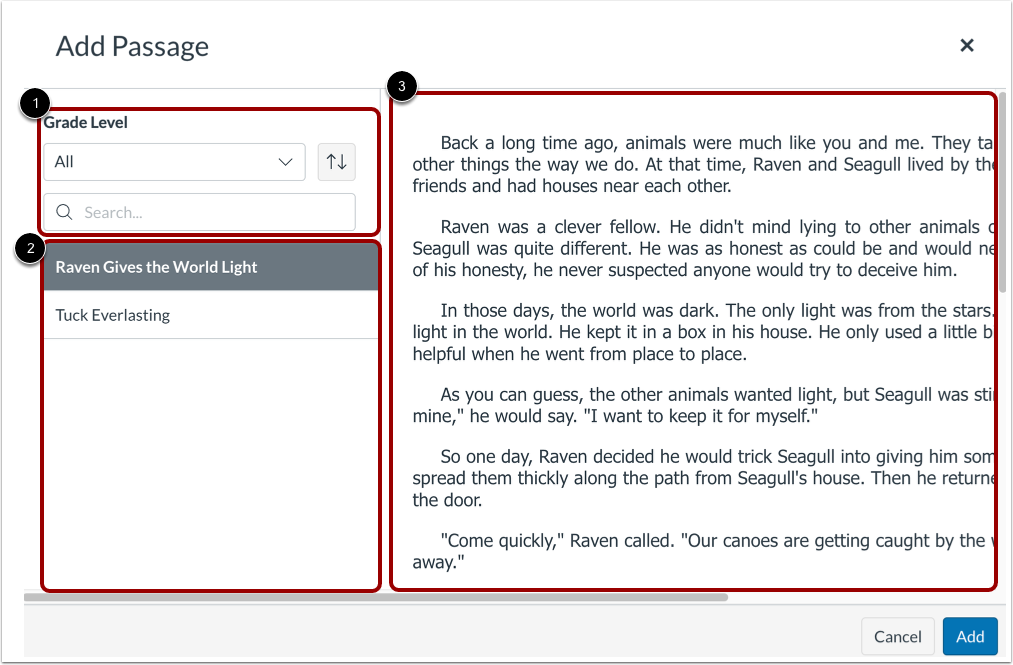 View Add Passage Window