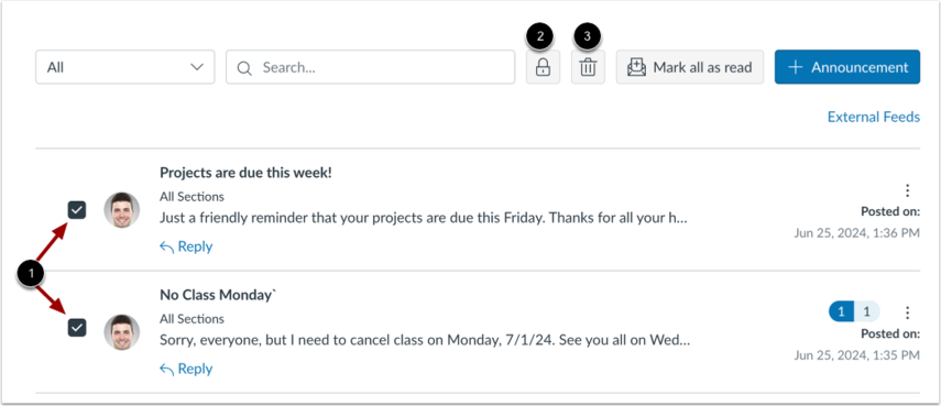 Manage Multiple Announcements