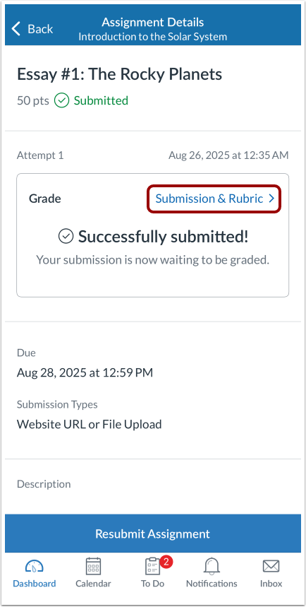 Open Submission and Rubric