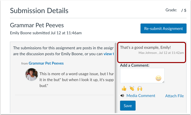View Submissoin Details Page