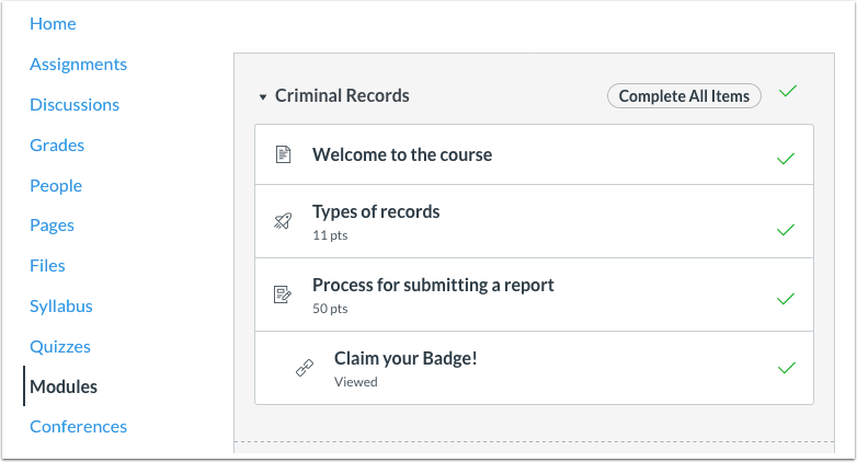 Students using Badgr and Badgr Pathways in a Canvas course