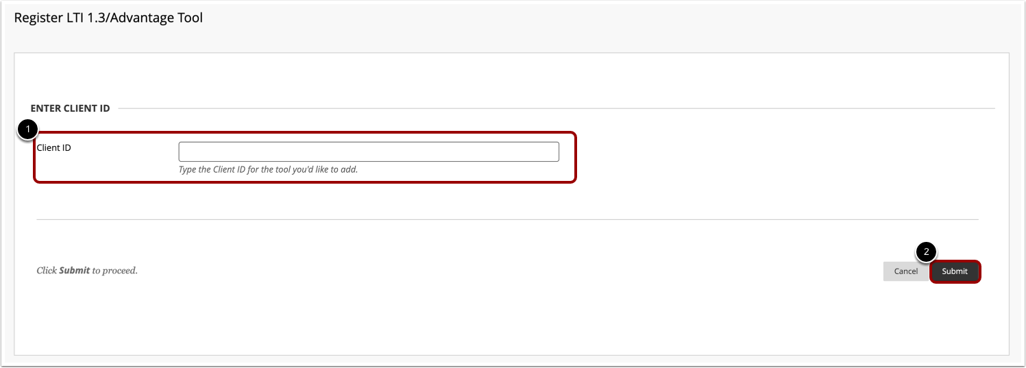 Register LTI 1.3/Advantage Tool