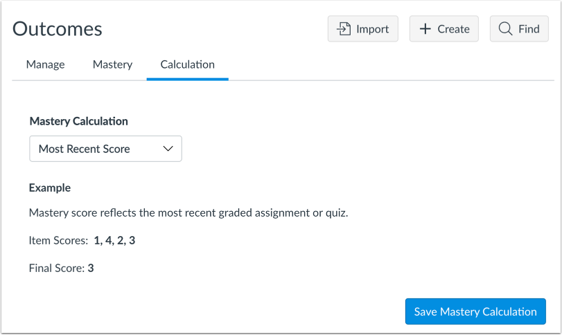Outcome Mastery Calculations