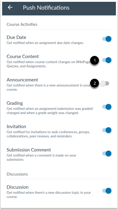 Set Push Notification Preferences
