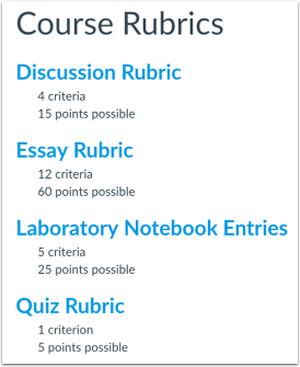 View Rubrics