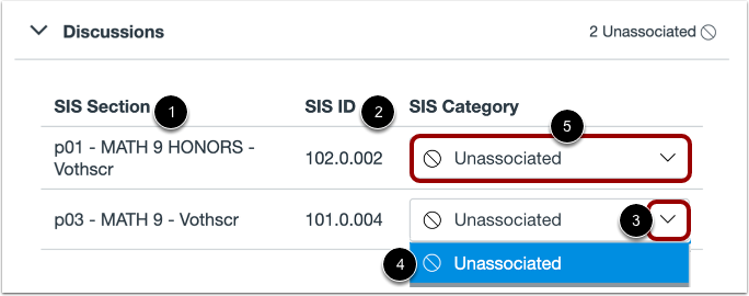 Sync Section Categories