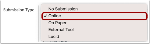 Select Online Submission Type