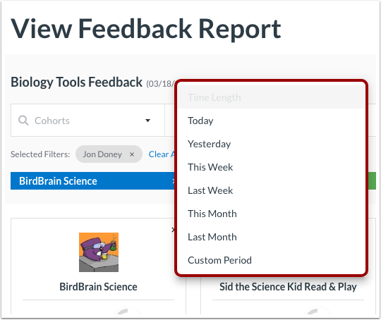 View Filtered Feedback