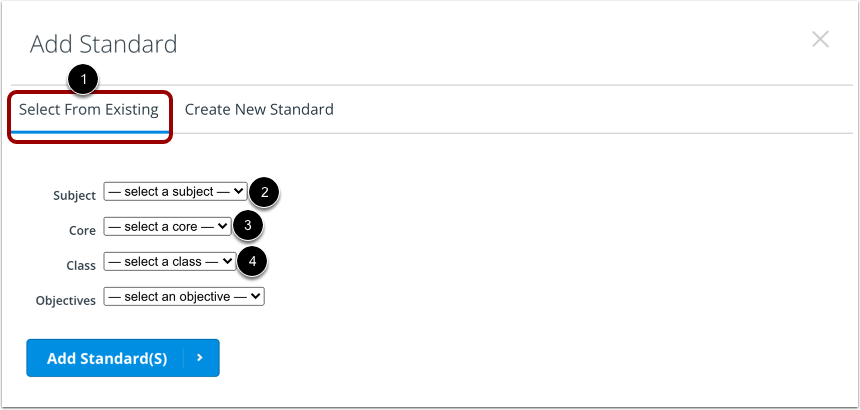 Add Existing Standard