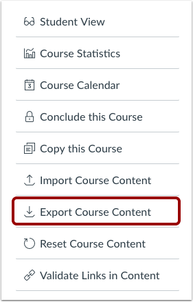 Export Course Content