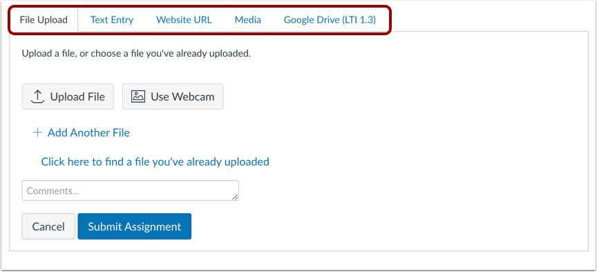 Select Submission Type