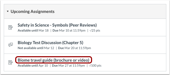View Course Assignments