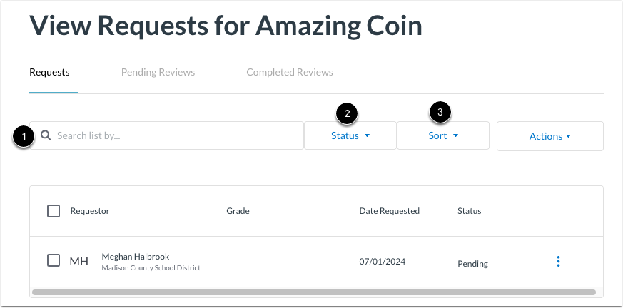 Search or Filter Requests