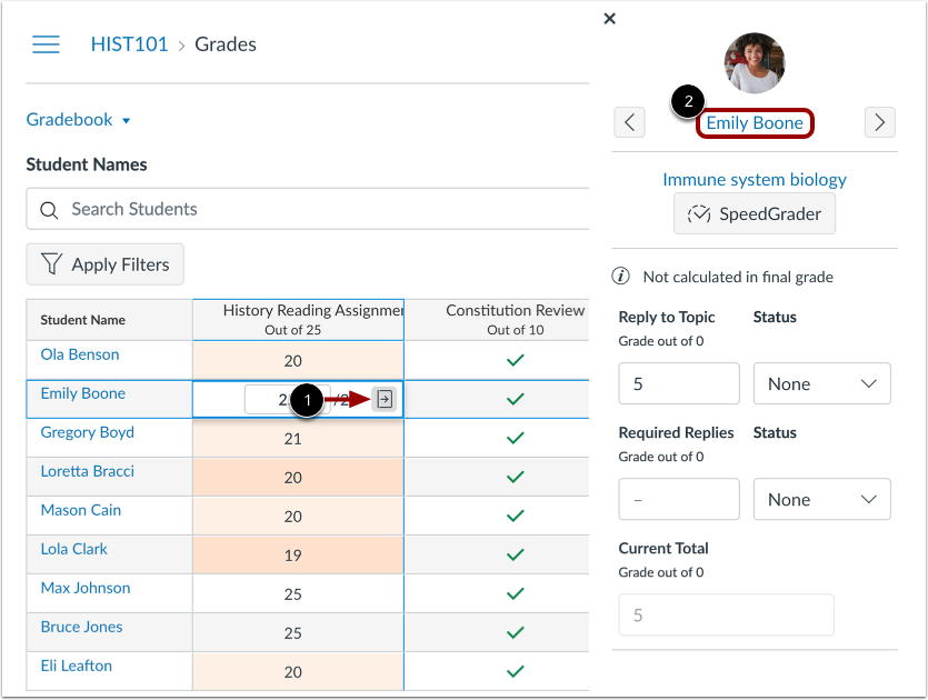 Access Grades via Grade Detail Tray