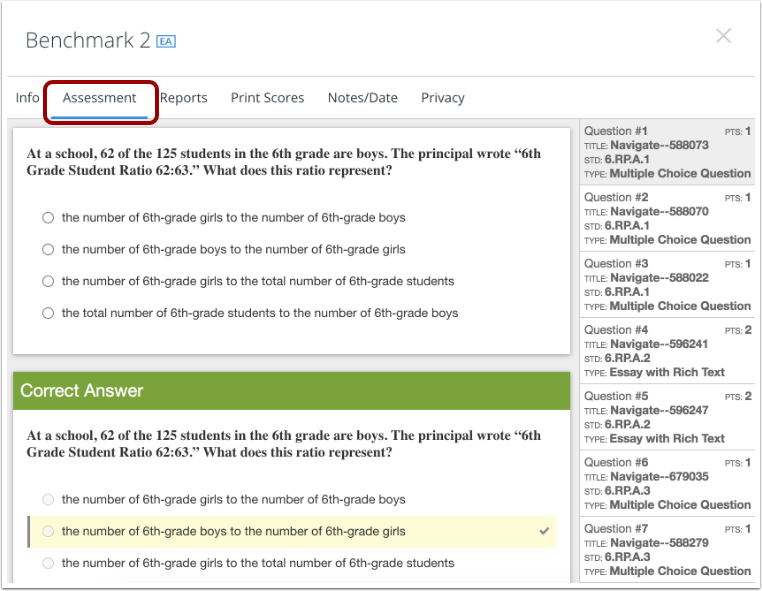 View Assessment Details