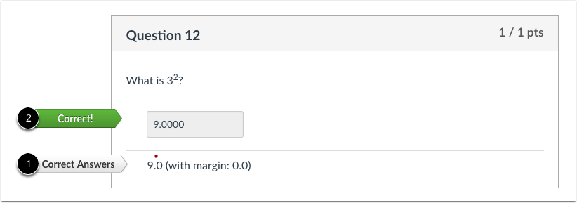 Student View for Numerical Answer Correct Answer
