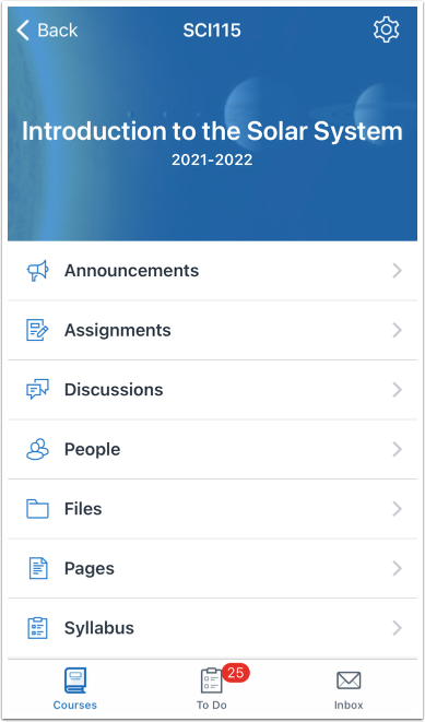 View Course Navigation