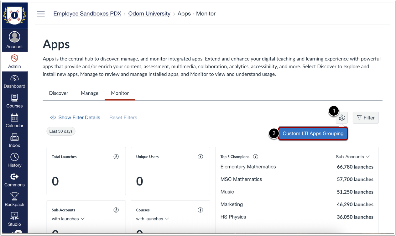 Open Custom LTI Apps Grouping