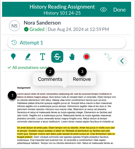 Modify Strikeout Text Annotation