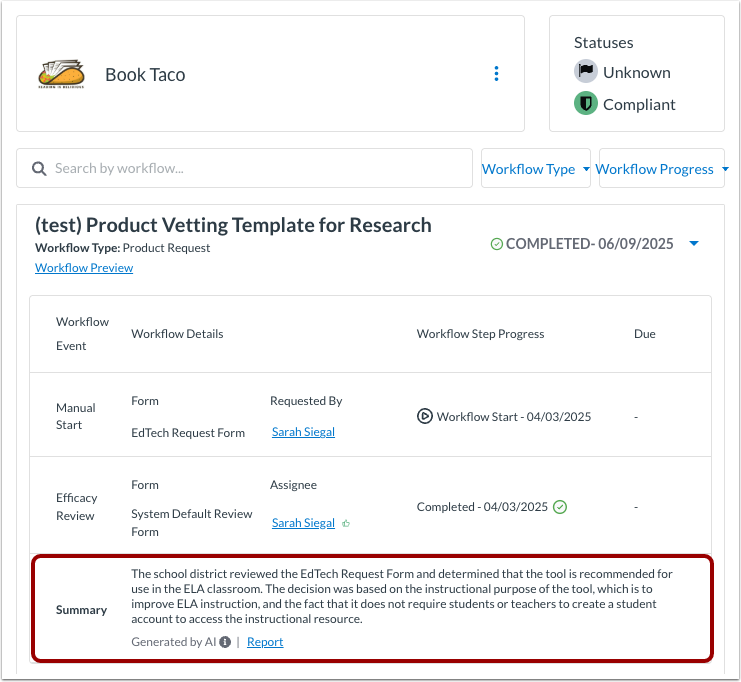 View Workflow AI Summary