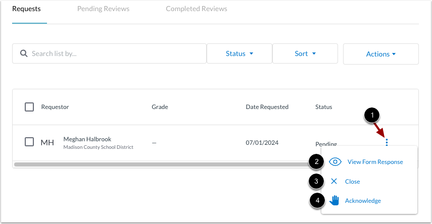 View Request Options