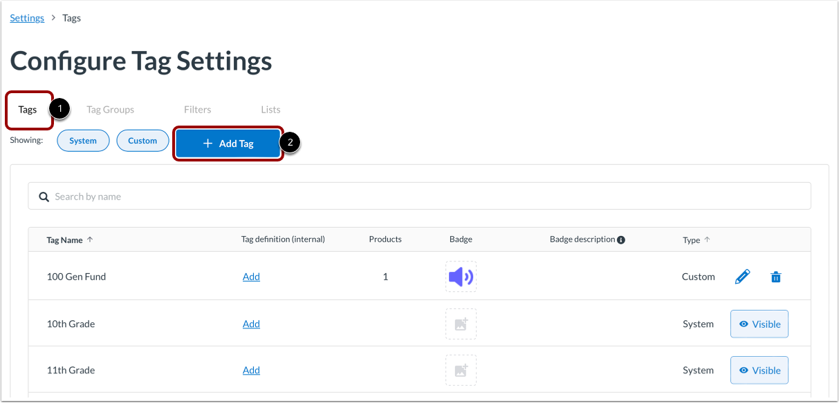 Configure Tag Settings