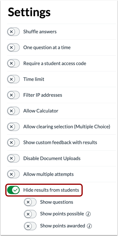 Hide Student Results
