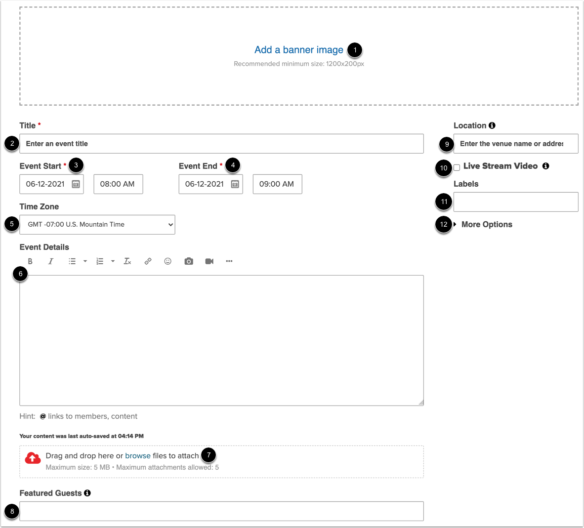 Add Event Information