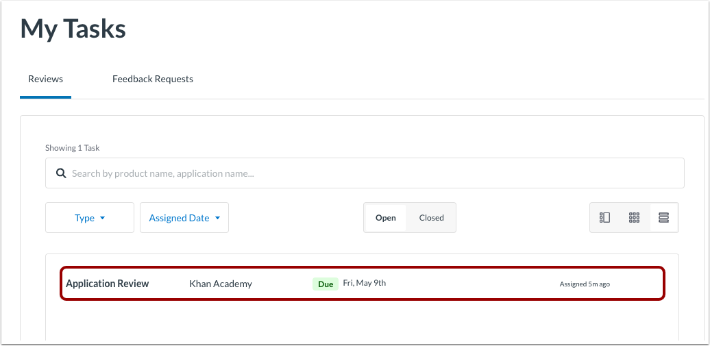 Open Review Task Details