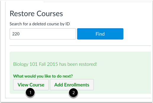 Confirm Course Undelete