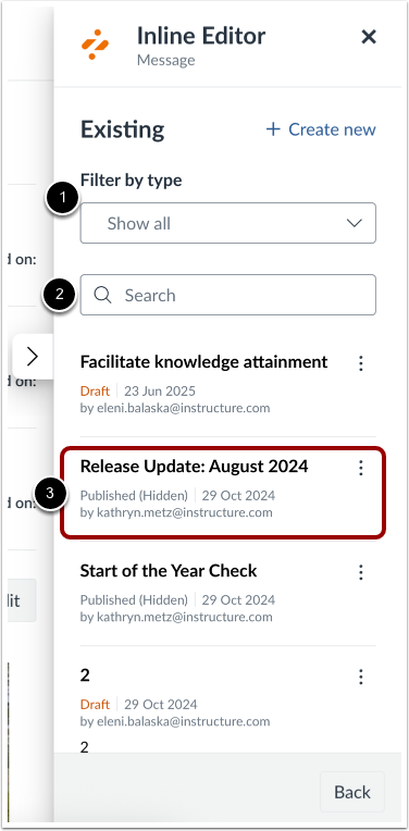 Open Existing Message