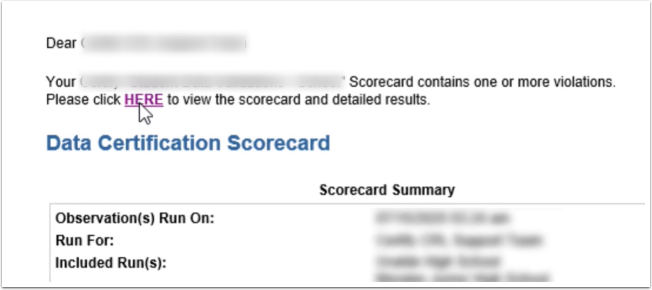 Open Scorecard Email