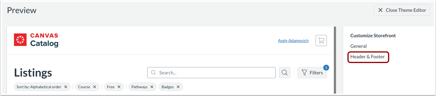 Open Header & Footer Editor