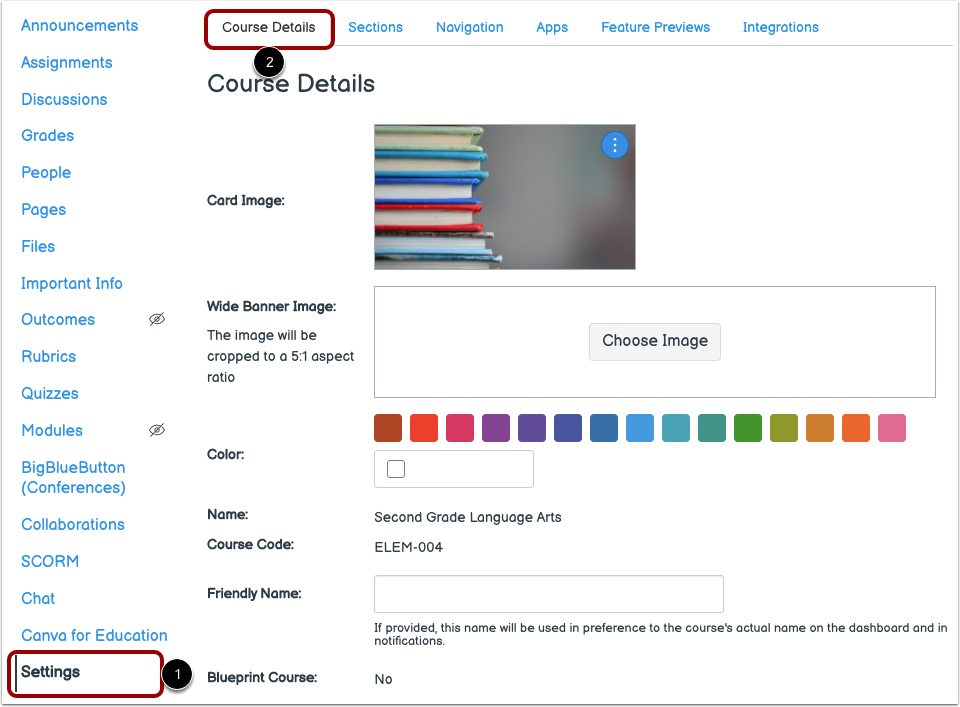 Open Subject Settings