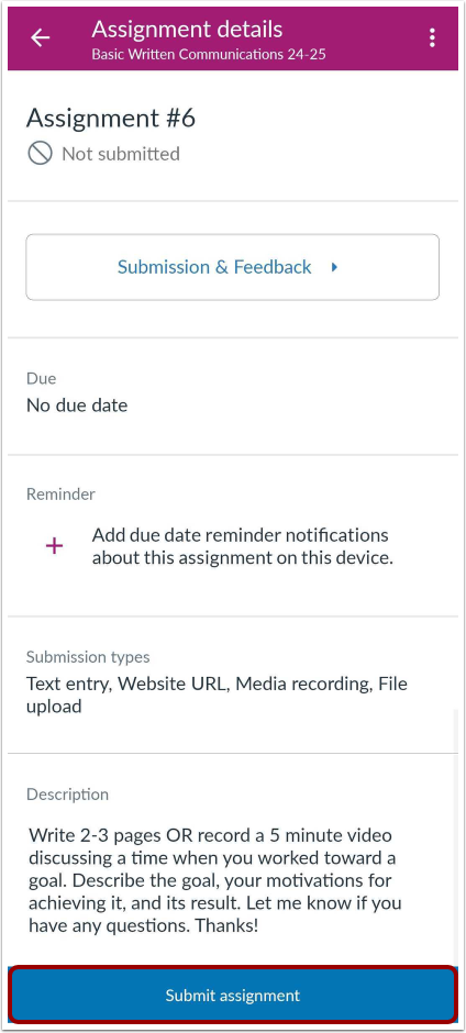 How do I upload a file as an assignment submission in the Canvas app on ...