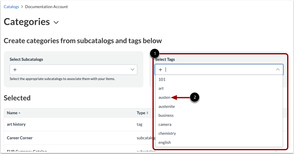 Select Tag Categories
