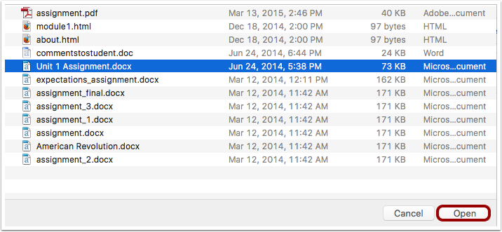 Choose File to Upload