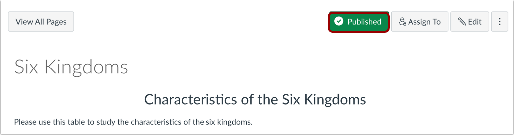 View Status within an Individual Page