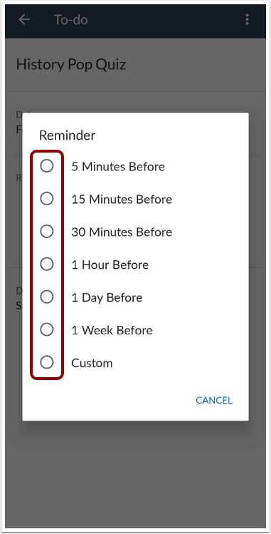 Select Reminder Time
