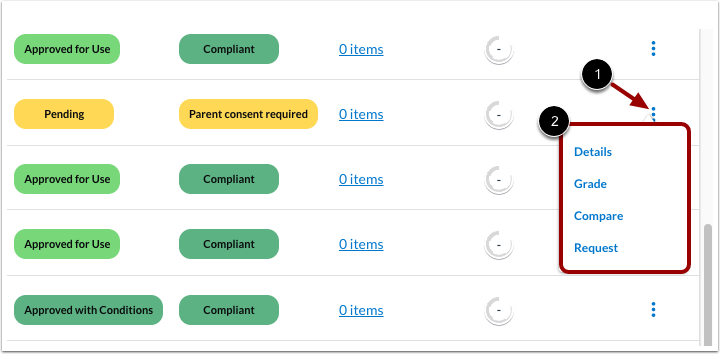 View Options Icon in List