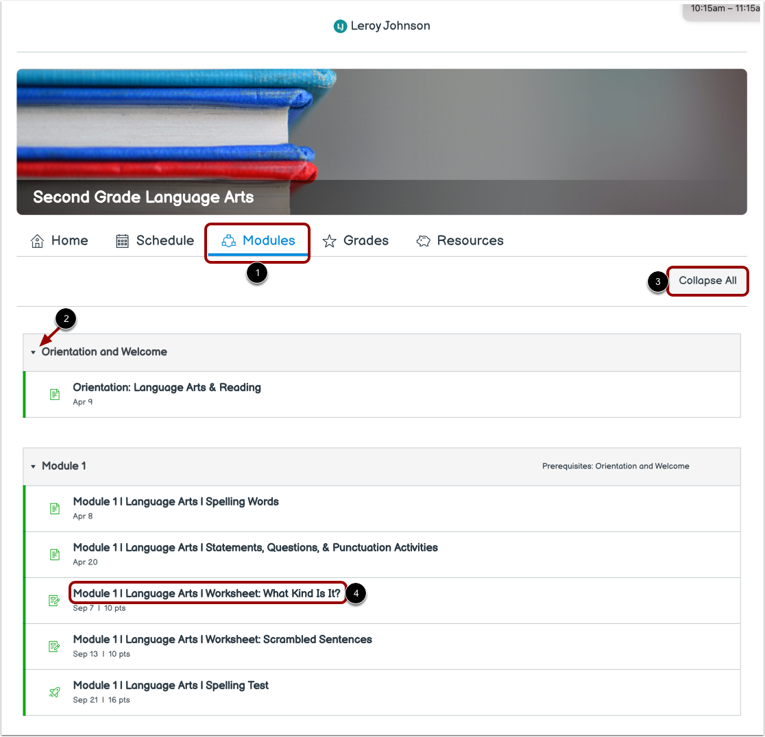 View Subject Modules