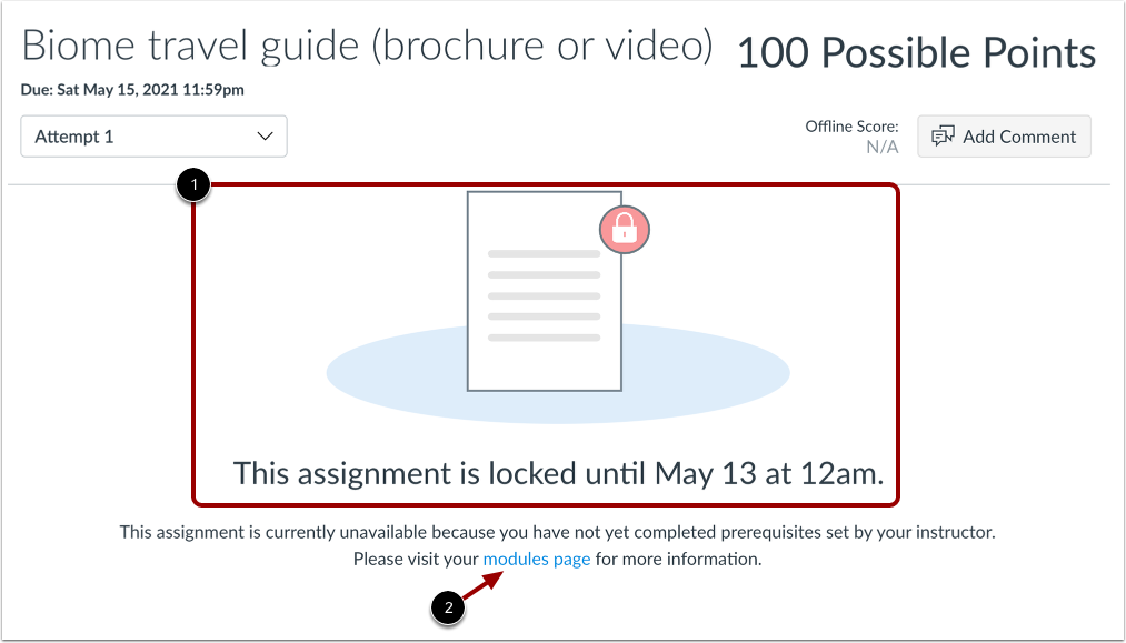 View Locked Assignment