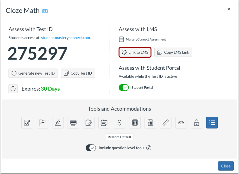 Link Assessment to LMS